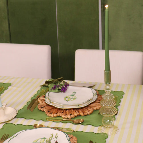 Buttercream Yellow Ribbed Glass Candle Holder