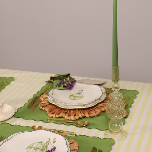 Buttercream Yellow Ribbed Glass Candle Holder