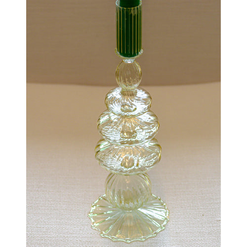 Buttercream Yellow Ribbed Glass Candle Holder