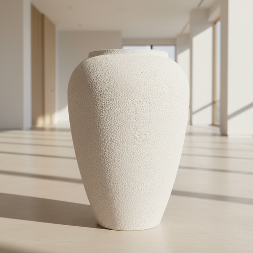 Grainy Textured Matte Black & White Metal Vase