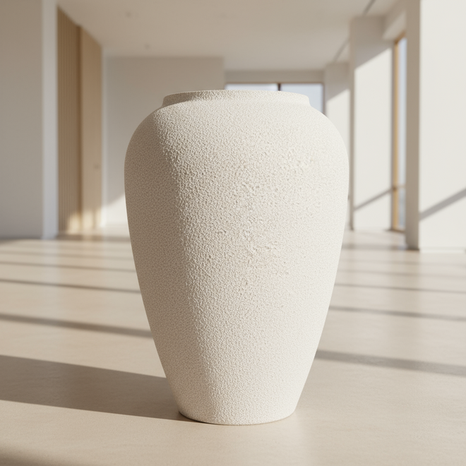 Grainy Textured Matte Black & White Metal Vase