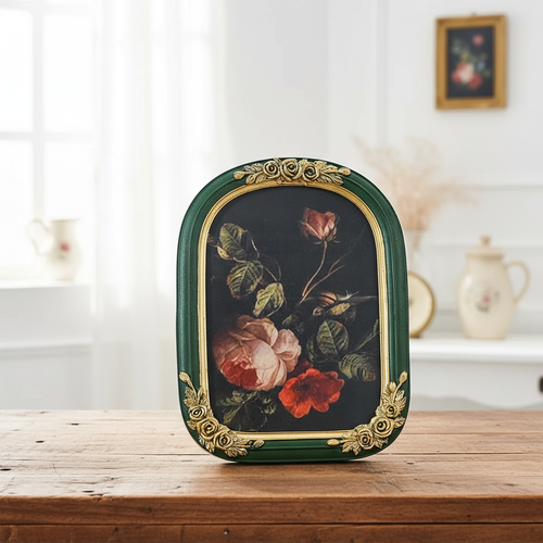 Green Gold Rose Bordered Resin Picture Frames