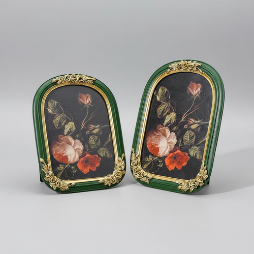 Green Gold Rose Bordered Resin Picture Frames