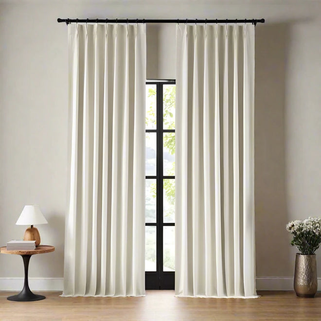 Linen Blend Full Blackout Pinch Pleated Curtains - The Finishing Touch Decor