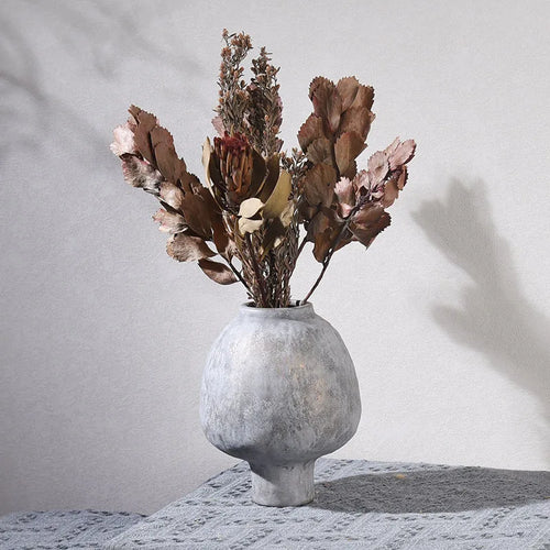 Ceramic Vase Hand Made Grain Crude Pottery Flower Vase Floral Arrangement Accessories Ceramic Handicraft Home Decoration