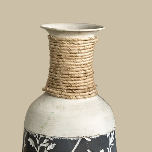 Farmhouse Rustic Etched Iron Floral Pattern Vases - The Finishing Touch Decor