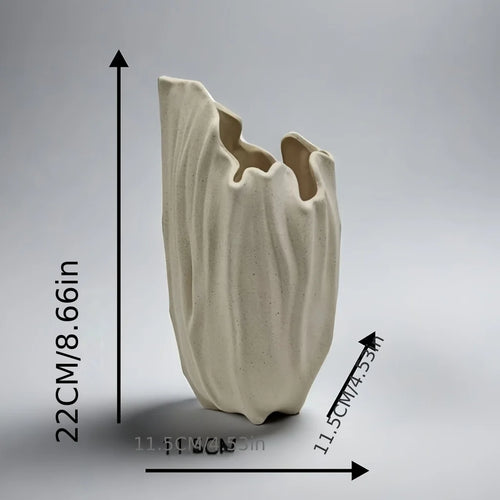 Bone Irregular Tulip Ripple Ceramic Vase - The Finishing Touch Decor