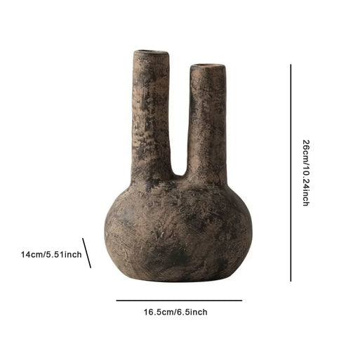 Nordic Aged Texture Ceramic Double Tube Vase - The Finishing Touch Decor