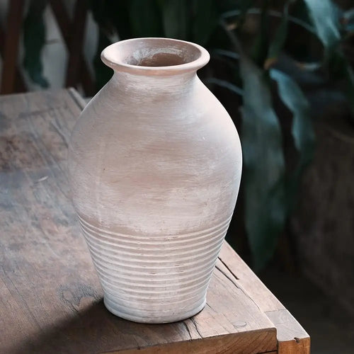 Rustic Farmhouse Whitewash Terracotta Vase - The Finishing Touch Decor