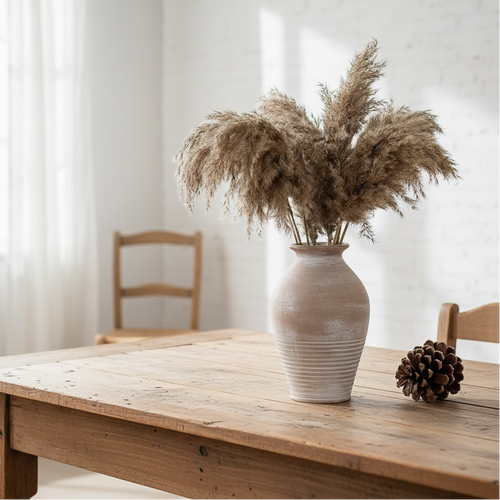 Rustic Farmhouse Whitewash Terracotta Vase - The Finishing Touch Decor