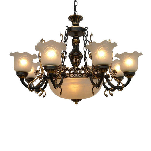 Glass & Wrought Iron Chain Classic Vintage Chandelier - The Finishing Touch Decor
