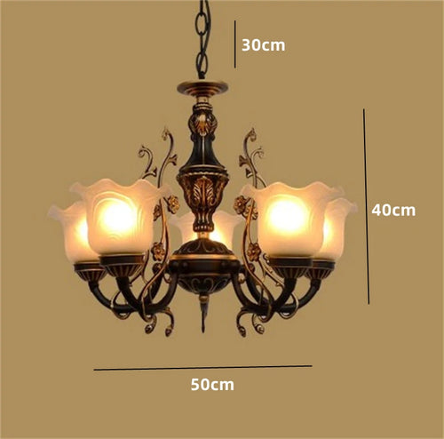 Glass & Wrought Iron Chain Classic Vintage Chandelier - The Finishing Touch Decor