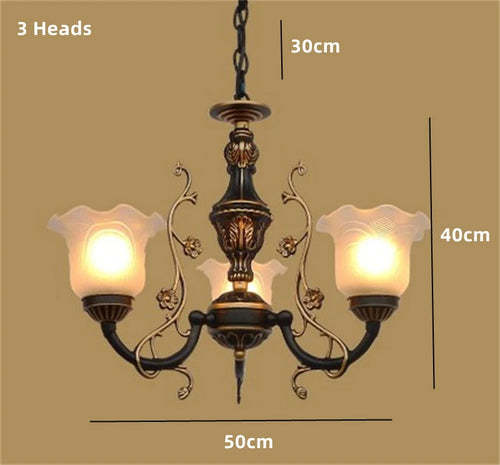 Glass & Wrought Iron Chain Classic Vintage Chandelier - The Finishing Touch Decor