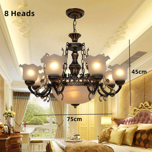 Glass & Wrought Iron Chain Classic Vintage Chandelier - The Finishing Touch Decor