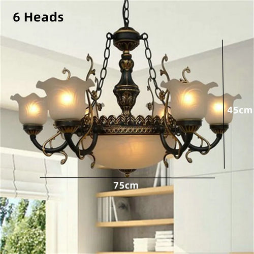 Glass & Wrought Iron Chain Classic Vintage Chandelier - The Finishing Touch Decor