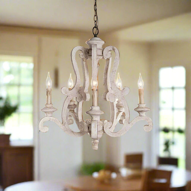 Farmhouse Wooden Lighting Vintage Chandelier - The Finishing Touch Decor