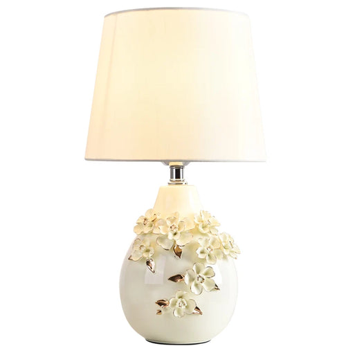 Ivory French Floral Vine Ceramic Table Lamp - The Finishing Touch Decor