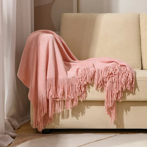 Faux-Cashmere Lightweight Fringed Throw Blanket - The Finishing Touch Decor