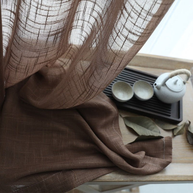 Linen Textured Semi-Shade Long Gauze Window Curtains - The Finishing Touch Decor