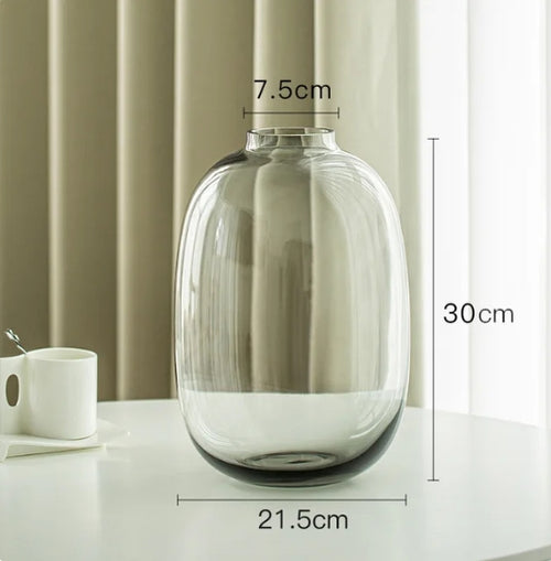 Minimalist Clear, Smoke, Brown Glass Rounded Bulb Vases - The Finishing Touch Decor