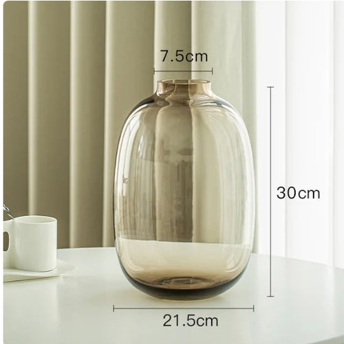Minimalist Clear, Smoke, Brown Glass Rounded Bulb Vases - The Finishing Touch Decor