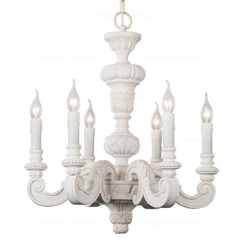Roman Pillar Light Carved Wooden & Iron Italian Murano Vintage-Style Hanging Chandelier - The Finishing Touch Decor