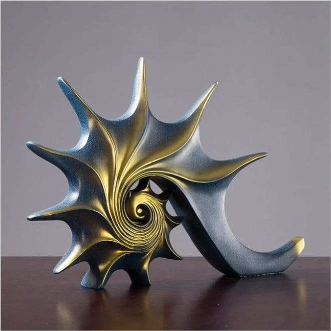 Coastal Bronze or Blue Resin Conch Shell Sculptures - The Finishing Touch Decor