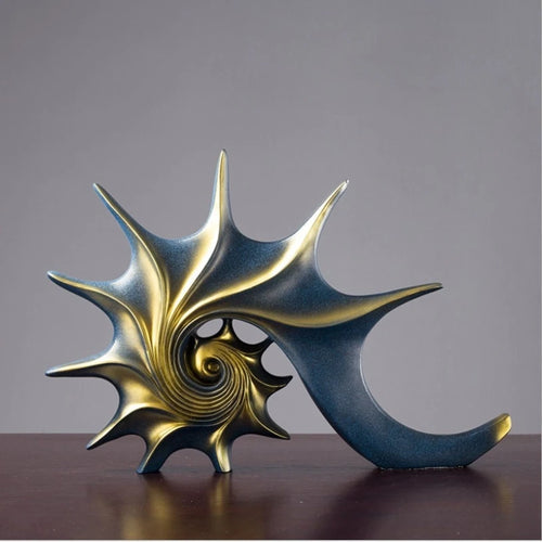 Coastal Bronze or Blue Resin Conch Shell Sculptures - The Finishing Touch Decor