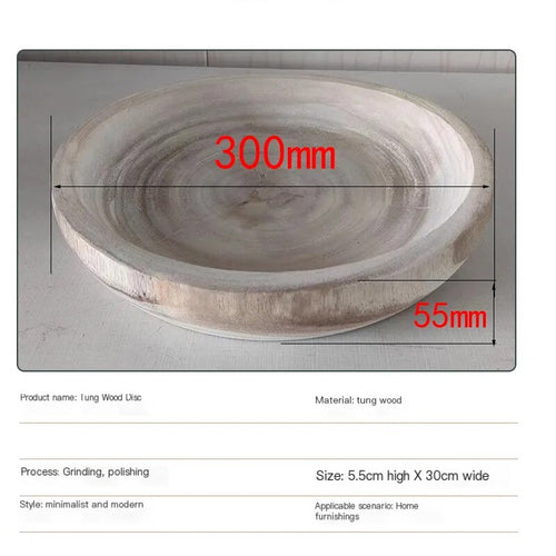 Dark Aged Tung Wood Nordic Large Disc Bowl - The Finishing Touch Decor