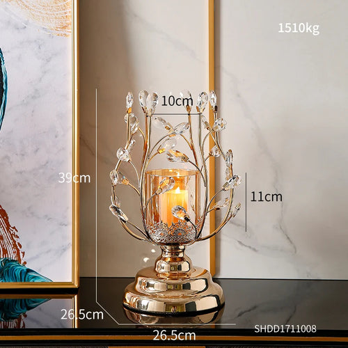 Tulip Bulb Shiny Metal & Crystal Candle Holders - The Finishing Touch Decor