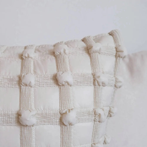 Cream Knot Plaid Pattern Soft Throw Pillow Cover - The Finishing Touch Decor