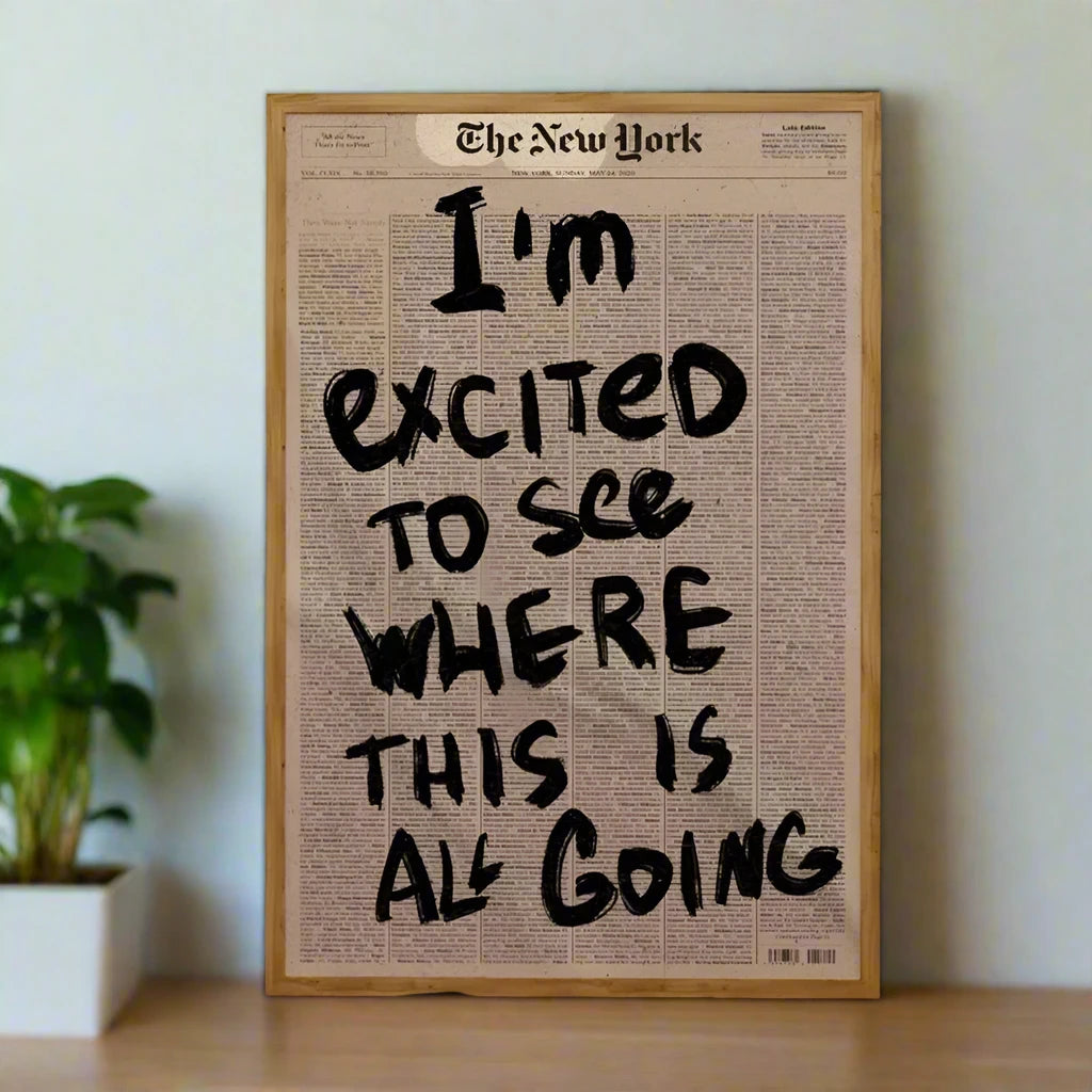 Vintage Newspaper Graffiti Canvas Wall Art Print