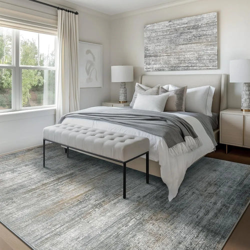 Modern Low Pile Grey Beige Neutral 9x12' Area Rug - The Finishing Touch Decor