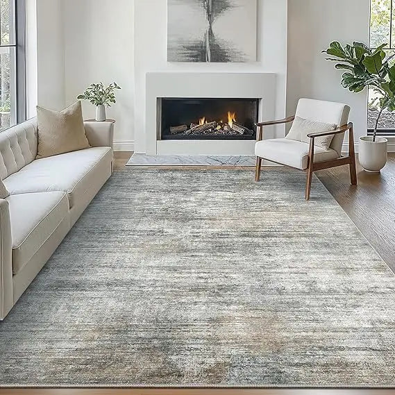 Modern Low Pile Grey Beige Neutral 9x12' Area Rug - The Finishing Touch Decor