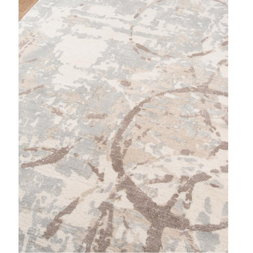 Large Grey, Beige Graffiti Circles Pattern Wool Area Rug - The Finishing Touch Decor