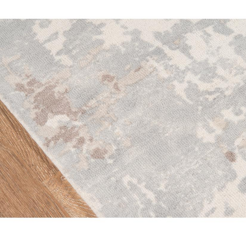Large Grey, Beige Graffiti Circles Pattern Wool Area Rug - The Finishing Touch Decor
