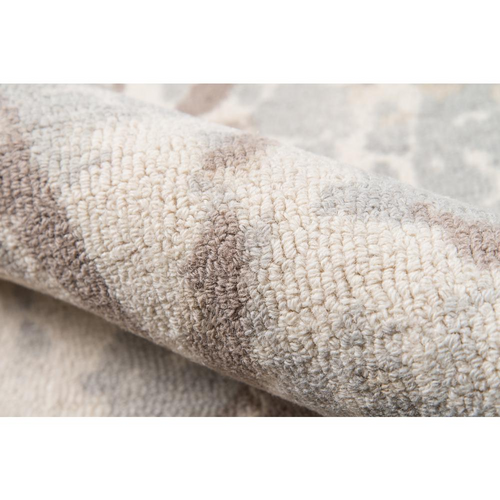 Large Grey, Beige Graffiti Circles Pattern Wool Area Rug - The Finishing Touch Decor