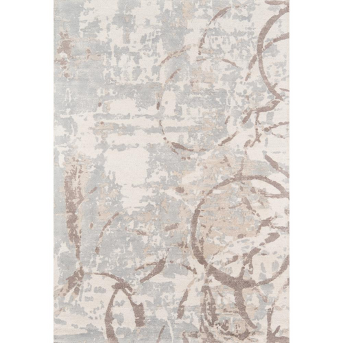 Large Grey, Beige Graffiti Circles Pattern Wool Area Rug - The Finishing Touch Decor
