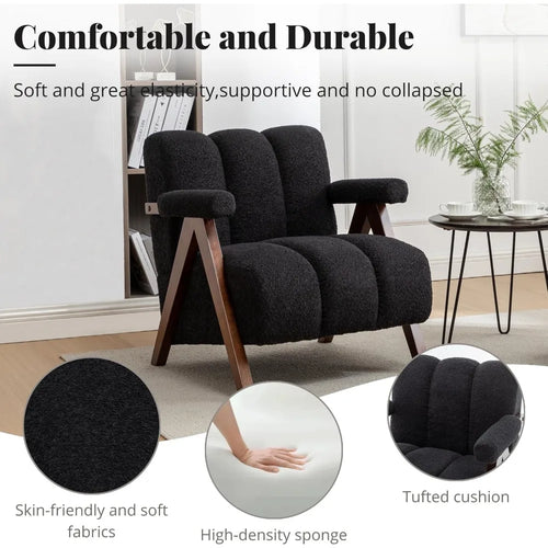 Boucle Mid Century Modern Accent Chair - The Finishing Touch Decor