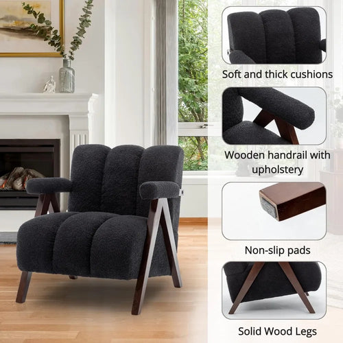 Boucle Mid Century Modern Accent Chair - The Finishing Touch Decor