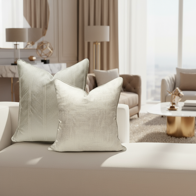 Neutral Golden Square Velvety Throw Pillow Cover - The Finishing Touch Decor