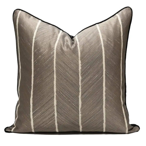 Coffee Brown Modern Striped Throw Pillow Covers - The Finishing Touch Decor