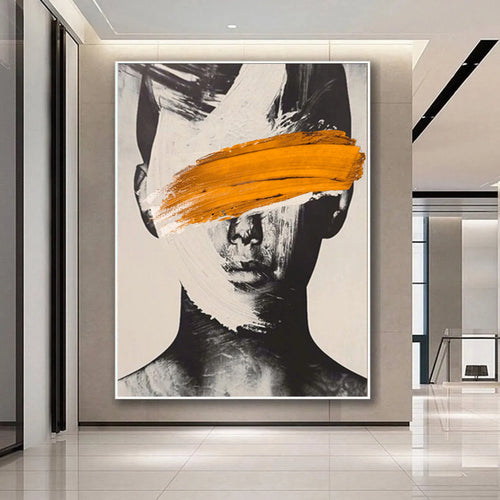 Hand-painted Black & White Nordic Portrait Oil Painting