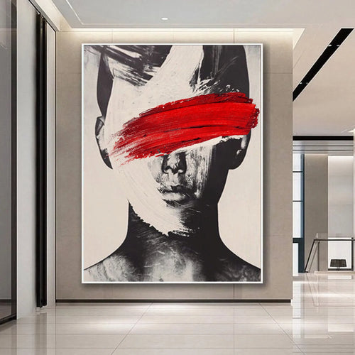 Hand-painted Black & White Nordic Portrait Oil Painting