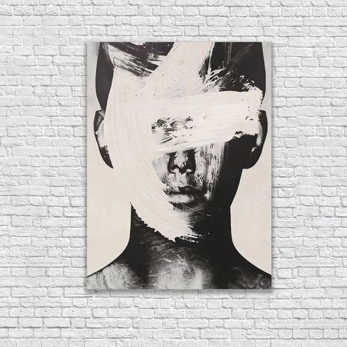 Hand-painted Black & White Nordic Portrait Oil Painting