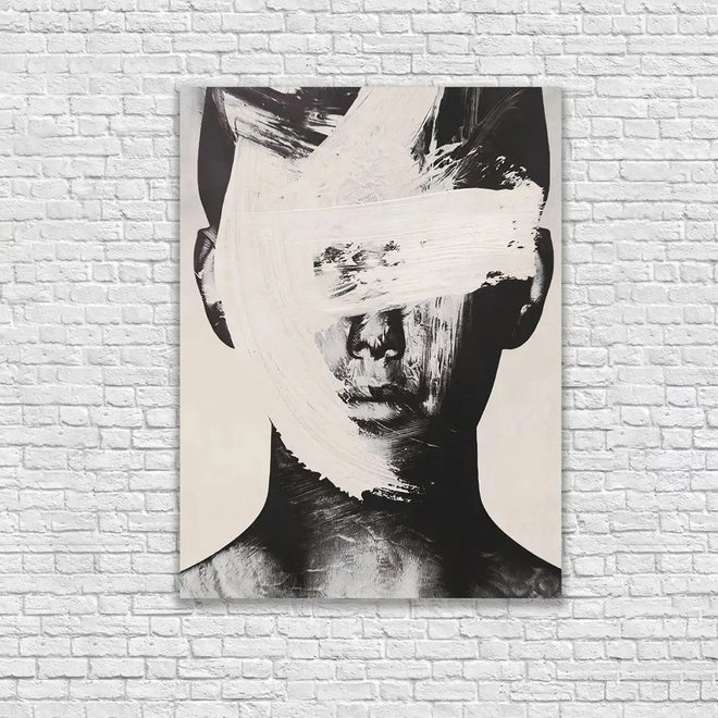 Hand-painted Black & White Nordic Portrait Oil Painting