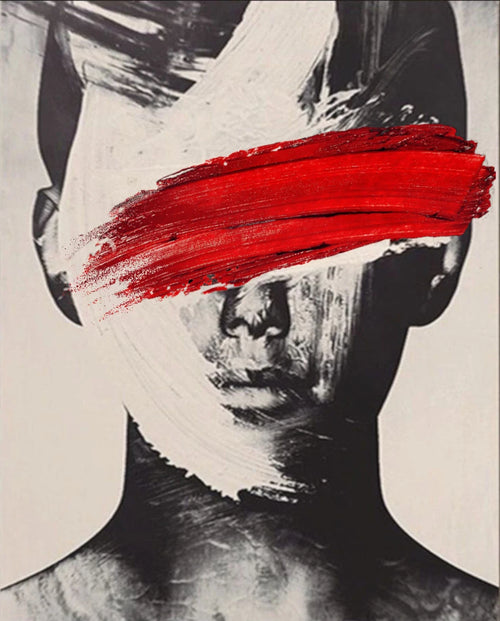 Hand-painted Black & White Nordic Portrait Oil Painting