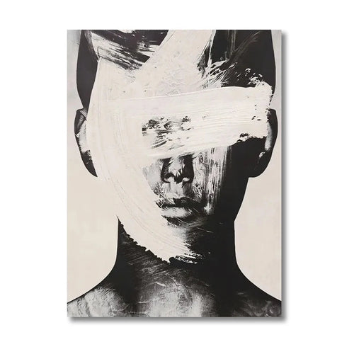 Hand-painted Black & White Nordic Portrait Oil Painting