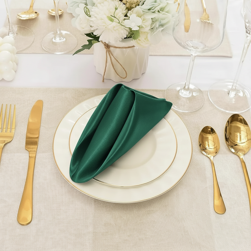 Set of 12 Silky Satin Cloth Napkins 30x30cm, Color Variety
