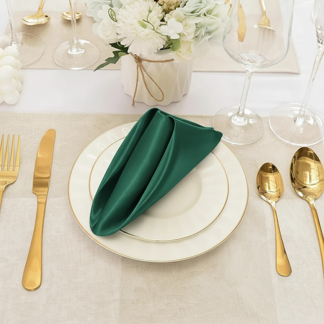 Set of 12 Silky Satin Cloth Napkins 30x30cm, Color Variety